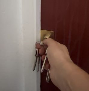 A broken lock cylinder