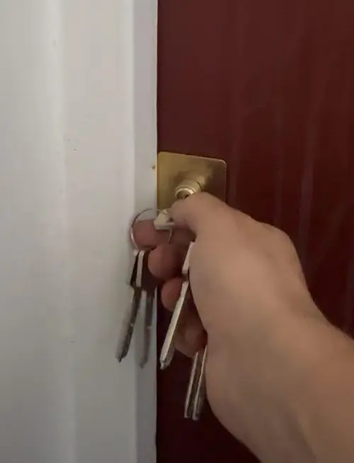 A broken lock cylinder